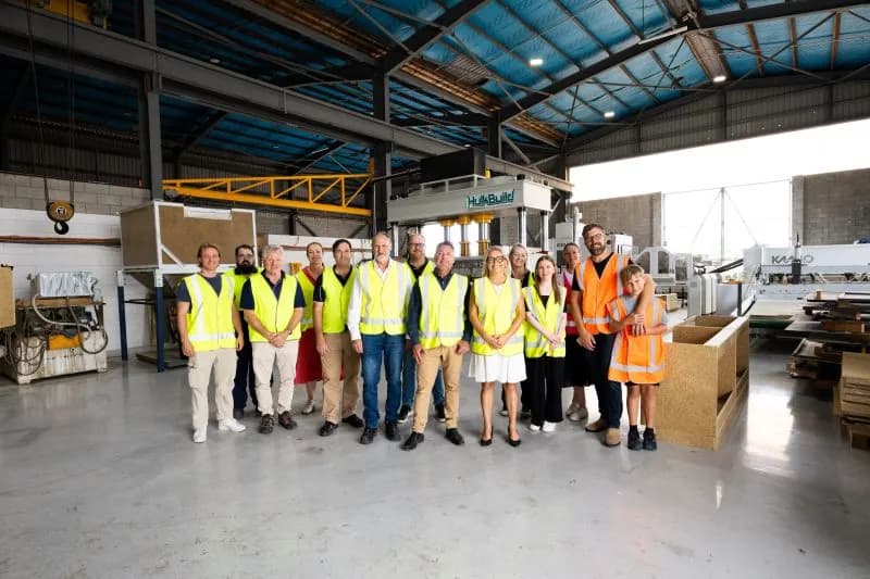 The Hemp Construction factory team in hi-vis at the Townsville facility