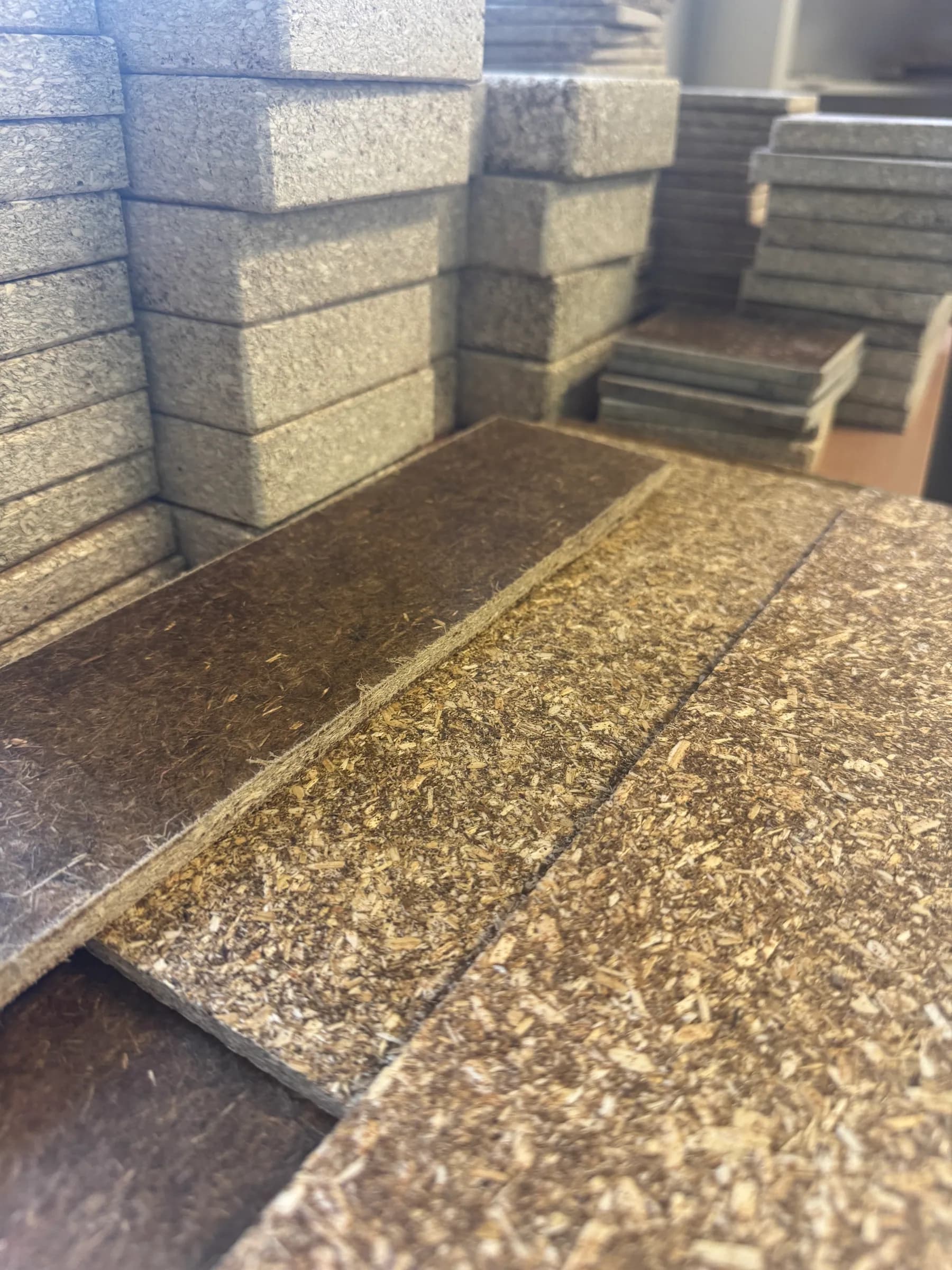 Hemp board edge samples close-up