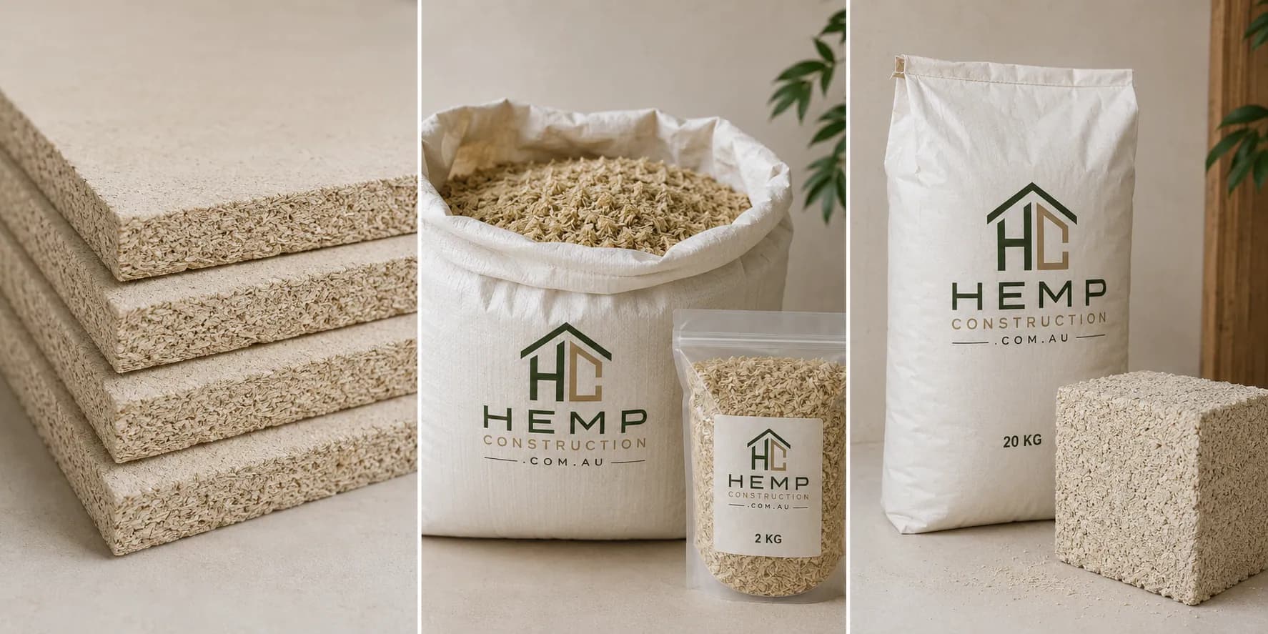 Hemp board, hurd and lime binder product trio